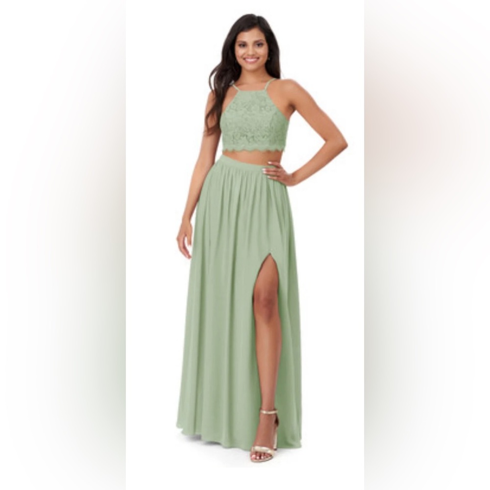 Azazie xiomara 2 piece dress dusty sage